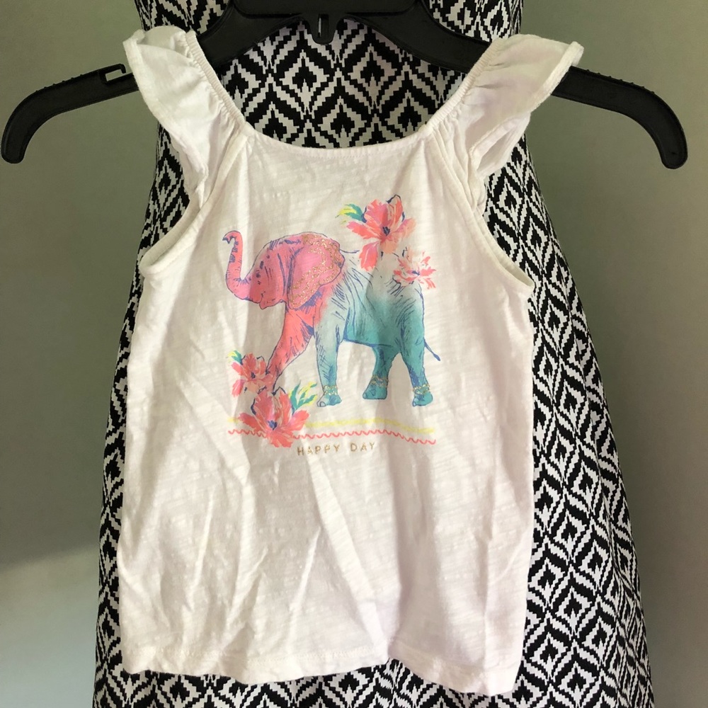 OshKosh B’gosh Girls Elephant “Be Happy” Tank Top